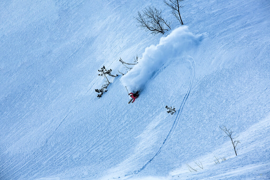 Sport-photographer-Amédézal-ski-freeride-forestski-hard-turn